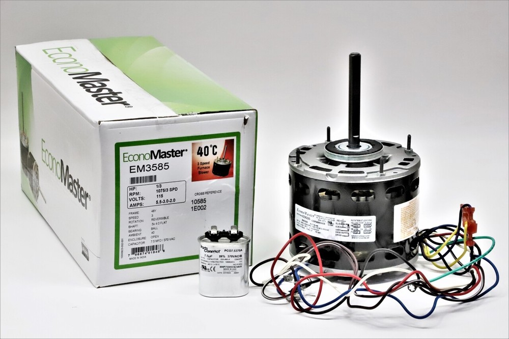 HVAC Blower Fan Motor 1/3 HP 1075 RPM 115 Volts for Fasco D727 with Capacitor