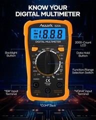 Digital Multimeter 2000 Counts AC DC Volt Current Tester LCD Data Hold