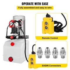 VEVOR 3 Quart 12V KTI Double Acting Hydraulic Pump with Manual Override