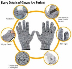 4 Pairs Level 5 Anti-cut Gloves Safety Cut Proof Stab Resistant Kitchen Butcher