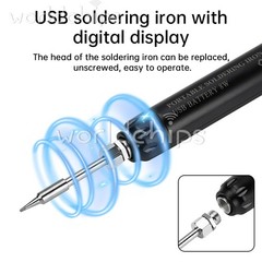 Portable Digital USB Smart Temperature Adjustable Soldering Iron 800mAh Battery