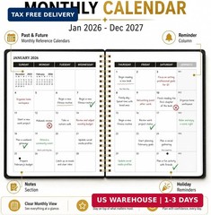 Monthly Planner 2026-2027, Jan 2026 – Dec 2027, 2 Year Calendar Planner, 7.5″ x
