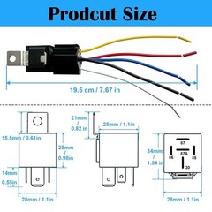 100PCS NEW 5-PIN 40/30 AMP 12V DC Waterproof Automotive SPDT Relay Kit