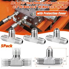 5PCS JIC Male 37° Flare Union Tee Hydraulic Fittings 3/8″ JIC Male x Male x Male