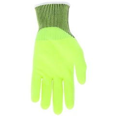 ANSI A4 Cut Resistant Gloves, 13 Gauge Hi-Visibility Shell, Nitrile Coated Palm