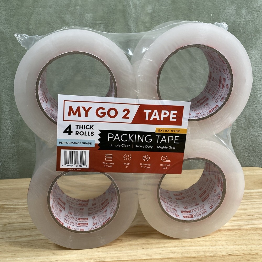 My Go 2 Tape Performance Grade 3″ Extra Wide 2.7 Mil 110-Yard Packing 4 Roll Pac