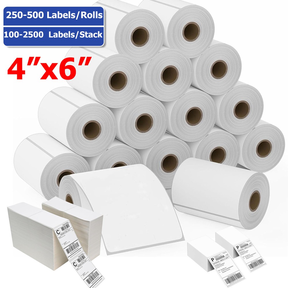 Fanfold/Roll 4″x6″ Direct Thermal Address Shipping Labels For Rollo & Zebra