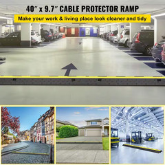 Cable Protector Ramp 2-Channels Modular Speed Bump Hump Rubber 11000 Lbs. Load f
