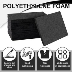 Frienda 12 Pcs 12″ x 8″ x 0.5″ Polyethylene Foam Sheet Thick Black Packing Foam