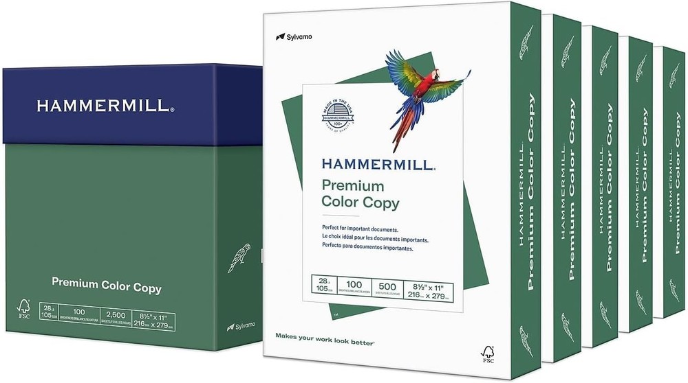 Hammermill 8.5″ x 11″ Premium Color Copy Paper 100 Brightness 2500 Sheet/Carton