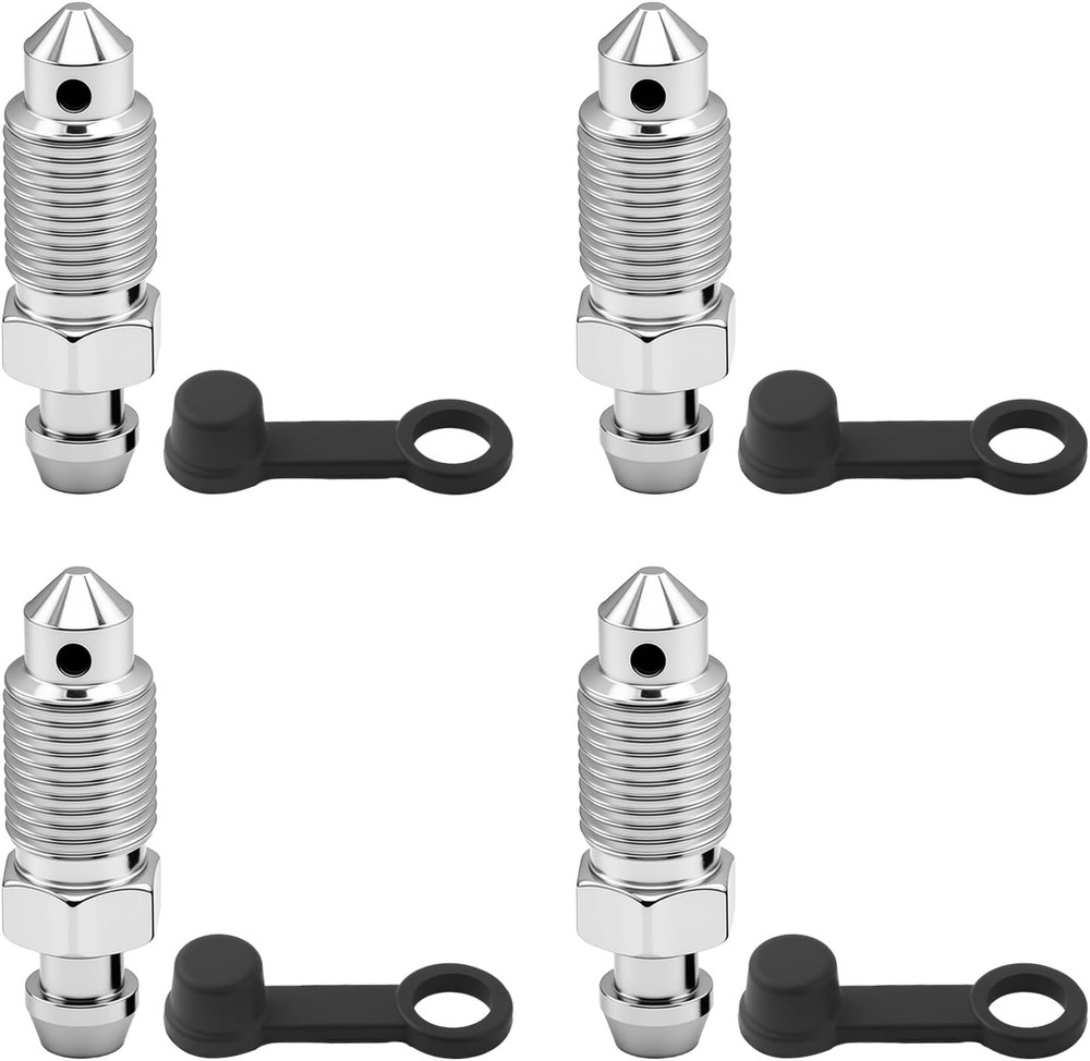 4PCS M10X1.0-32.1Mm Car Brake Bleeder Screw with 4PCS Grease Fitting Caps,Sturdy