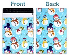 10×13 Merry Christmas Combo! Santa, Snowmen and Wreath Poly Mailers, Festive Gra