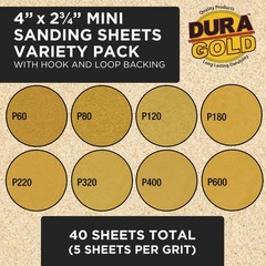 Dura-Gold 12-Piece Contoured 4″ Hand Sanding Block Set, 40 Hook & Loop Sandpaper
