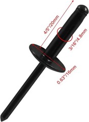 50pcs Black Aluminum Tri Fold Exploding Pop Rivets 3/16 Large Flange Large Head
