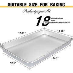 Commercial Quality Baking Sheet Pan Set, Natural Aluminum Cookie Sheet, Warp