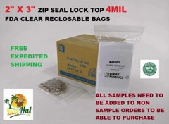 2×3 Clear Zipper Zip Seal Lock Top Reclosable Poly Plastic Bags 4 Mil 4MIL Heavy