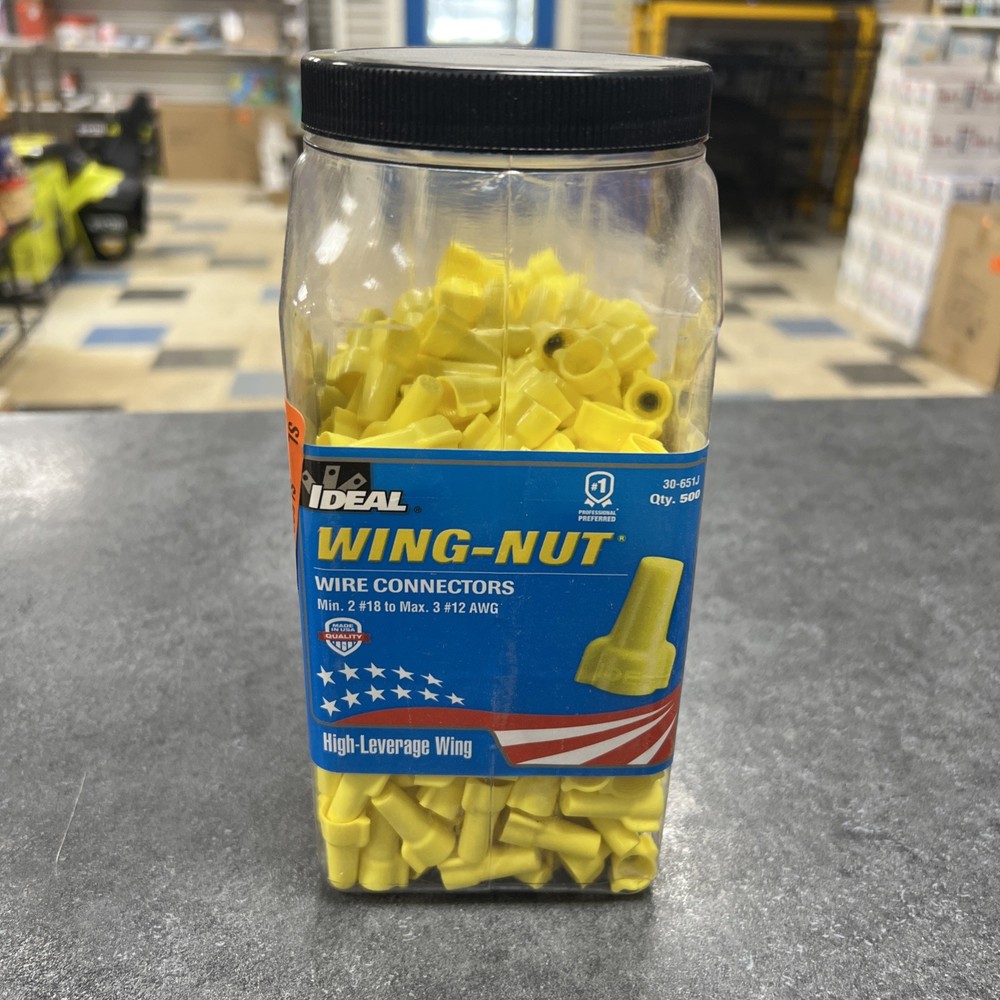 IDEAL Wing-Nut Wire Connector, 451 Yellow, Jar of 500 ( Qty 500 )