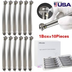 10 PCS Dental LED E-Generator Fiber Optic High Speed Handpiece 4 Hole NSK Style