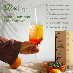 Ecopreps Biodegradable Bamboo Fiber Straws 150 Count 100 Compostable