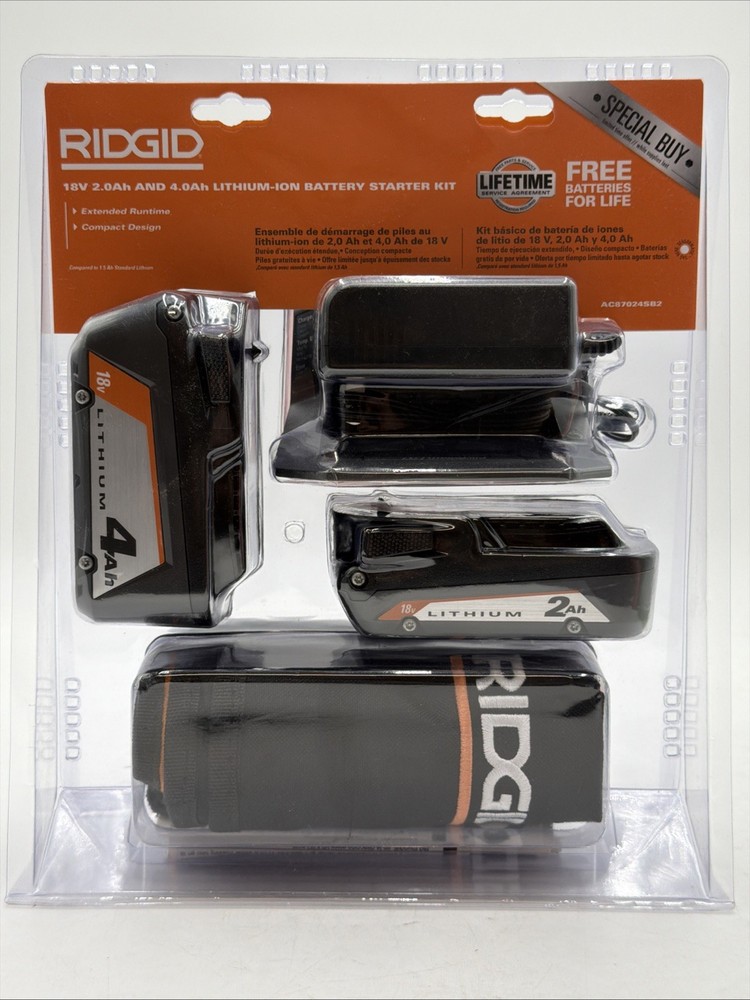 RIDGID AC87024SB2 BATTERY STARTER KIT 1.94 pounds – Black