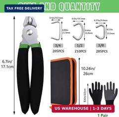 620 Pcs Hog Rings with Straight Hog Ring Pliers Kit with Leather Tool Kit, 3/4″