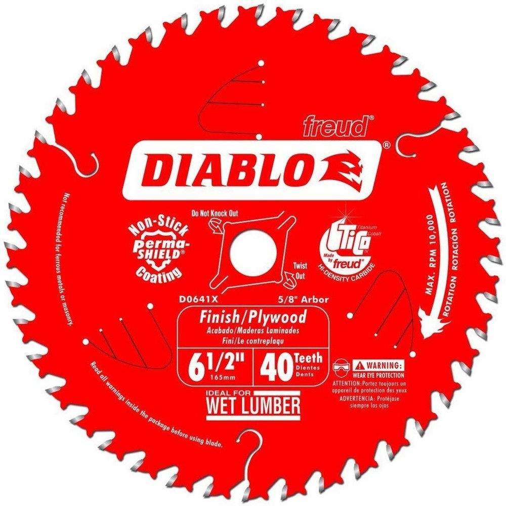 Diablo High-Performance Finish Trim Saw Blade for Wood – 6-1/2″ x 40-Teeth