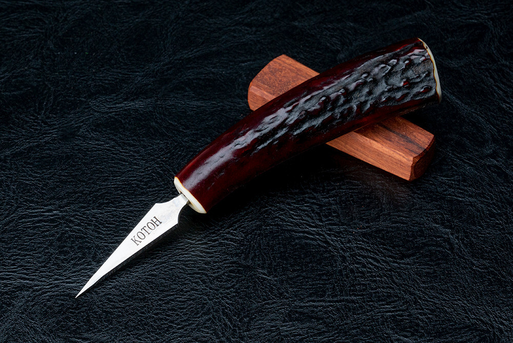 Kotoh Knife Works 5.31″ Kotoh-I Ice Pick Stag Horn Handle With Wood Sheath