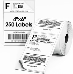 250/Roll 4×6 Direct Thermal Shipping Labels for Zebra 2844 ZP450 Eltron