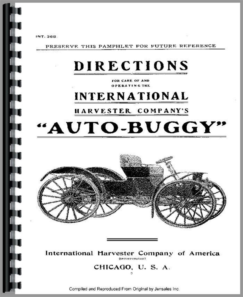 IH International Auto Buggy Wagon Owners Operators Manual