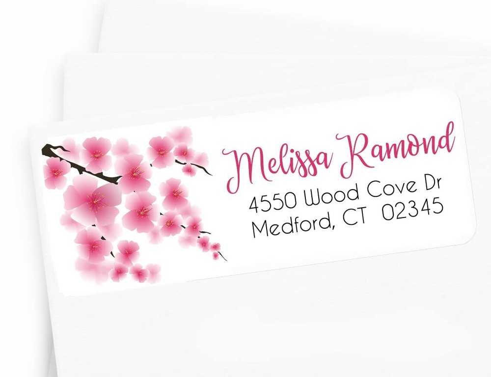 Cherry Blossom Wedding Anniversary Bridal Shower Personalized Address Labels