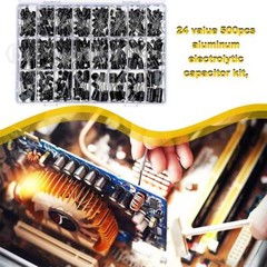 500pc Radial Electrolytic Capacitor Assortment Kit 24 Value 0.1uF-1000uF 10V-50V