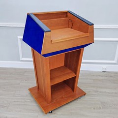 Presidential Podium Official State Embassy Wood Podium 31X23X50″ Blue Fabric