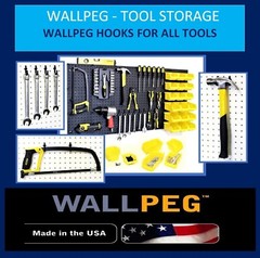 WallPeg 4 Black Plastic Peg Board Panels-96” Wide Garage Tool Pegboard Organizer