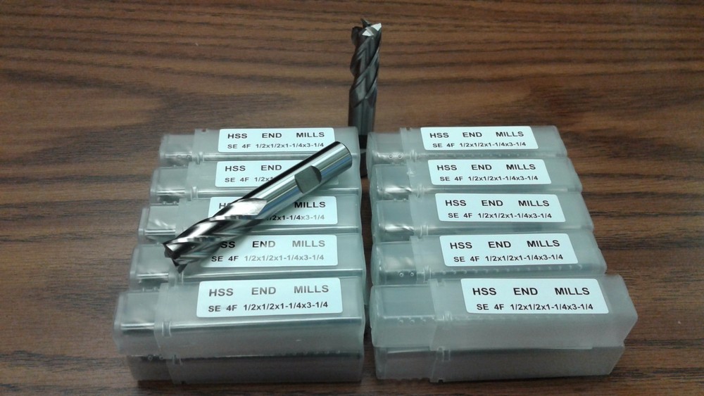 20pcs 1/2″ 4 Flute S/E Premium M2 HSS end mills,center-cutting#1009F-New