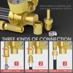 CO2 Argon Gas Regulator, flow meter, with 8ft Gas Hose for MIG TIG Welder