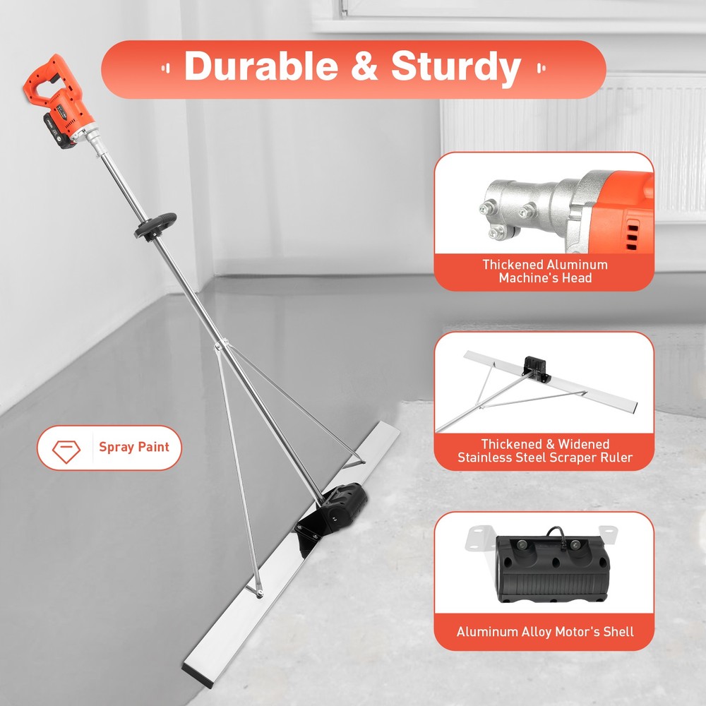 21V Cordless Concrete Vibrator Surface Power Trowel Electric Wet Cement Screed