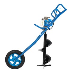 63CC 3hp Gas Powered Post Hole Digger Earth Auger Wheeled Ground Drill w/12″ Bit