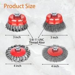 Wire Wheel Brush Set for Angle Grinder Coarse Rust Removal Surface Prep