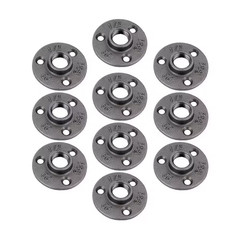 1/2 In. X 2.5 In. Black Iron round Mini Floor Flange Fitting (10-Pack)