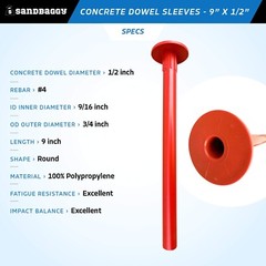 Sandbaggy Concrete Dowel Sleeves – 9” x 1/2” (#4 Rebar Sleeve) – Polypropylene