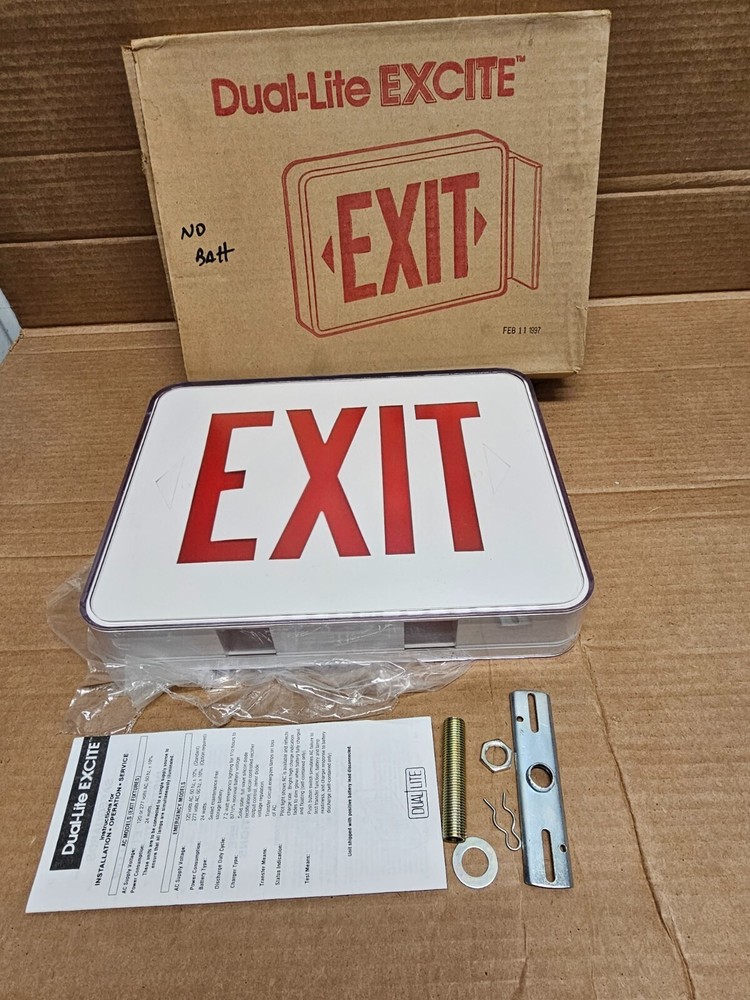 Vintage 1990’s DUAL-LITE EXCITE SERIES EXIT SIGN, EX-2100 120V, Light, Art-Deco