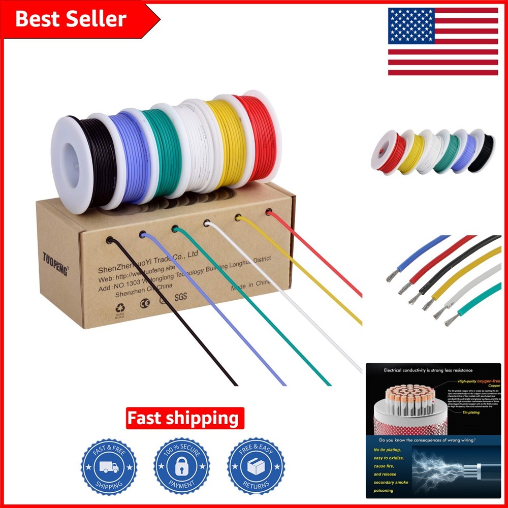 Durable Silicone Rubber Insulated Wire Kit – 18 AWG, 6 x 13.2ft for Projects