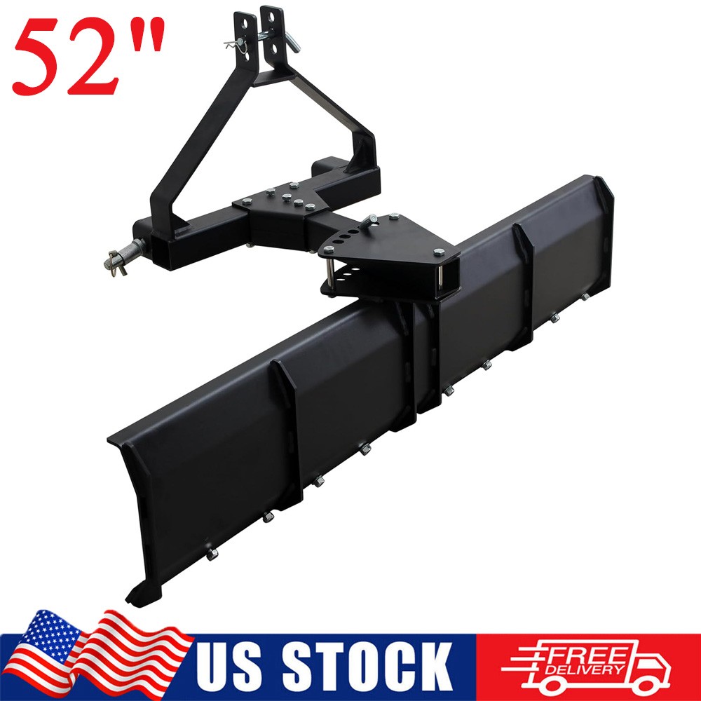 52″ 3-Point Tractor Rear Grading Blade Heavy Duty Steel Scraper for Cat 0 Cat 1