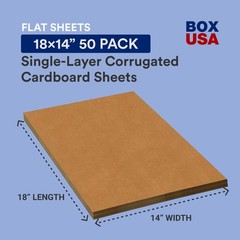Large Cardboard Sheets 18″L x 14″W, 50-Pack | Corrugated Thin Sheets for Ship…