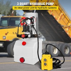 VEVOR 3 Quart 12V KTI Double Acting Hydraulic Pump with Manual Override