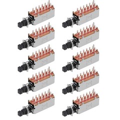 Push Button Switch, 4PDT 12 Pin 1 Position Self-Locking,Black 10PCS
