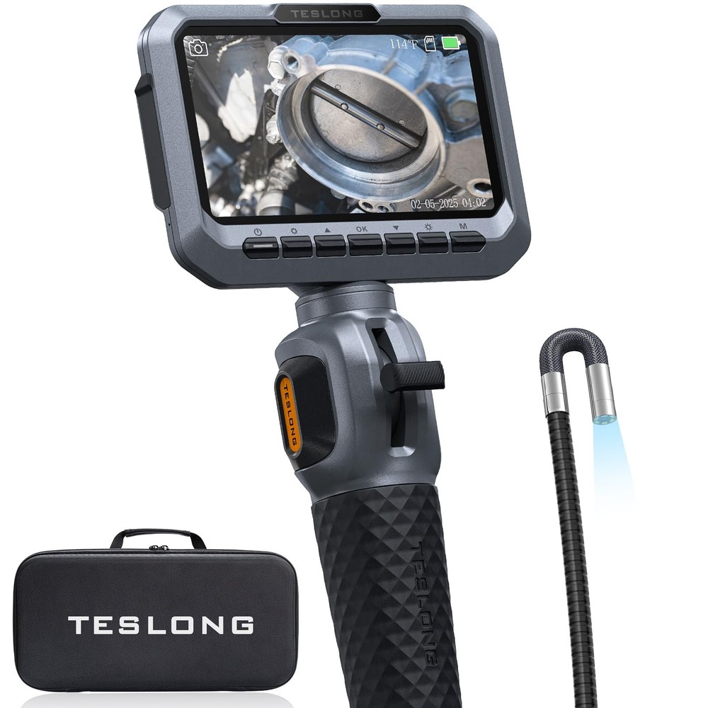 Teslong Two-Way Articulating Borescope, 5.5mm Slim Probe, 5.0” 5.5 mm, gray