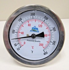 New PRM 32-400F/ 0-200C Temperature Gauge 3″ 304 SS Case ½” NPT Back Multi-angle