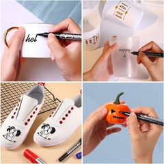 Blulu 6 Pcs Black Permanent Markers Variety Pack Double Sided Permanent Marker P