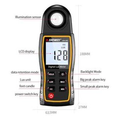 Light Lux Meter LCD photometer Illuminometer Luminometer 200,000Lux Temp light